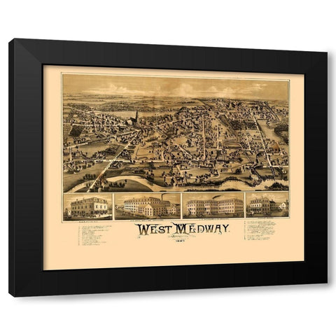 West Medway Massachusetts -1887 Black Modern Wood Framed Art Print by Unknown