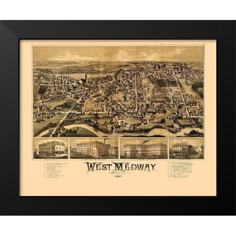 West Medway Massachusetts -1887 Black Modern Wood Framed Art Print by Unknown