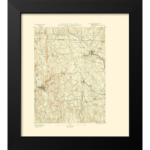 Winchendon Massachusetts Sheet - USGS 1890 Black Modern Wood Framed Art Print by USGS