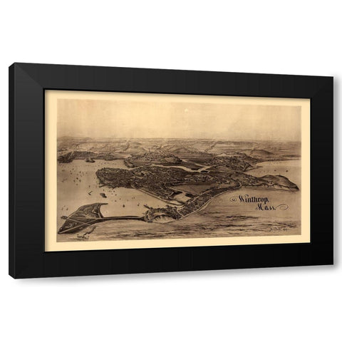 Winthrop Massachusetts - Poole 1894 Black Modern Wood Framed Art Print with Double Matting by Poole