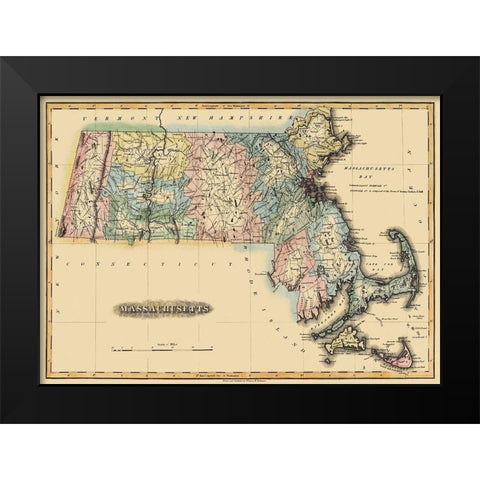 Massachusetts - Lucas 1823 Black Modern Wood Framed Art Print by Lucas