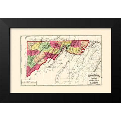 Alleghany  Garret Maryland - Martenet 1873 Black Modern Wood Framed Art Print by Martenet