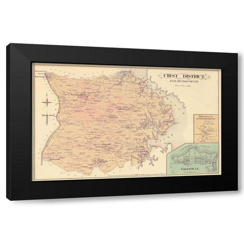 Anne Arundel  First District Maryland Black Modern Wood Framed Art Print with Double Matting by Hopkins