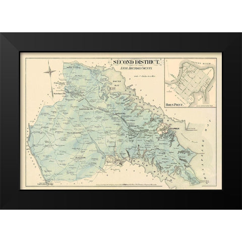 Anne Arundel  Second District Maryland Black Modern Wood Framed Art Print by Hopkins