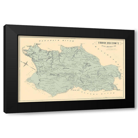 Anne Arundel  Third District Maryland Black Modern Wood Framed Art Print by Hopkins