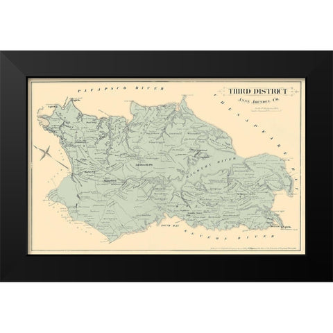 Anne Arundel  Third District Maryland Black Modern Wood Framed Art Print by Hopkins