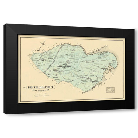 Anne Arundel 5th District Maryland Landowner Black Modern Wood Framed Art Print with Double Matting by Hopkins