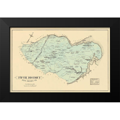 Anne Arundel 5th District Maryland Landowner Black Modern Wood Framed Art Print by Hopkins