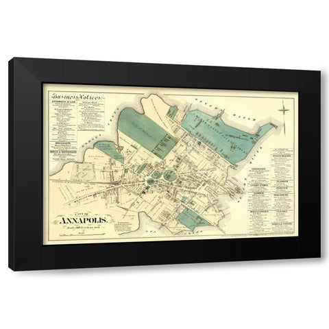 Annapolis Maryland Landowner - Hopkins 1878 Black Modern Wood Framed Art Print with Double Matting by Hopkins