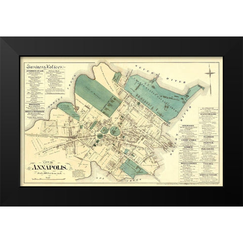 Annapolis Maryland Landowner - Hopkins 1878 Black Modern Wood Framed Art Print by Hopkins