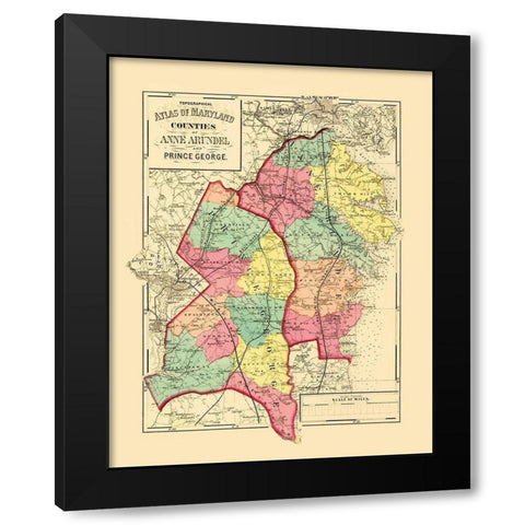 Anne Arundel  Prince George Maryland - Walling Black Modern Wood Framed Art Print with Double Matting by Walling
