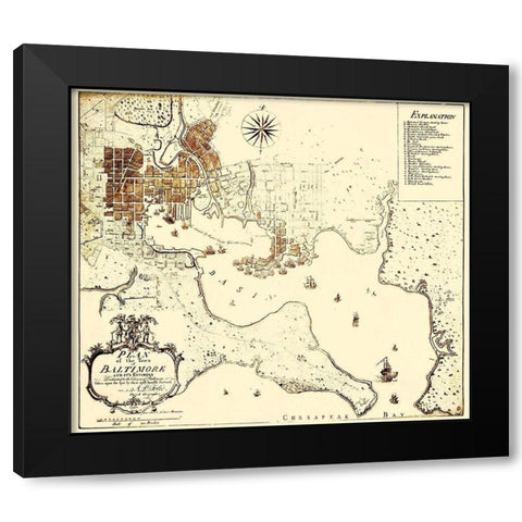 Baltimore Maryland - Folie 1792 Black Modern Wood Framed Art Print by Folie