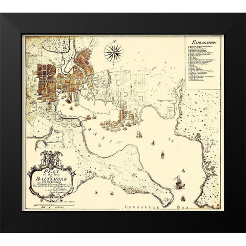 Baltimore Maryland - Folie 1792 Black Modern Wood Framed Art Print by Folie