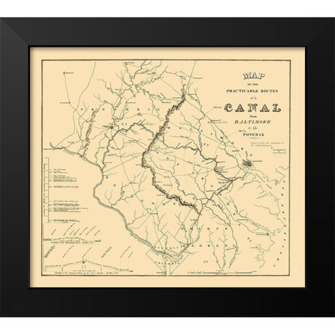 Baltimore to Potomac Canal, Maryland - Welch 1838 Black Modern Wood Framed Art Print by Welch