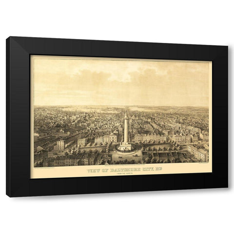 Baltimore Maryland - Sachese 1862 Black Modern Wood Framed Art Print with Double Matting by Sachese