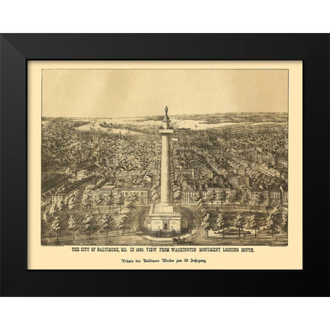 Baltimore Maryland - Sachese 1880 Black Modern Wood Framed Art Print by Sachese
