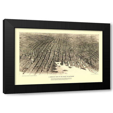 Baltimore Maryland - Munder 1912 Black Modern Wood Framed Art Print by Munder