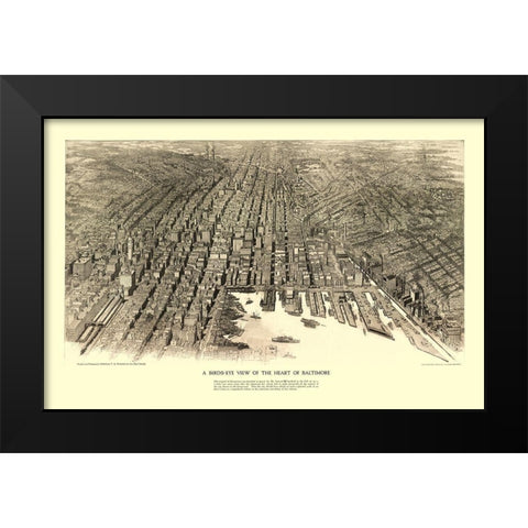 Baltimore Maryland - Munder 1912 Black Modern Wood Framed Art Print by Munder