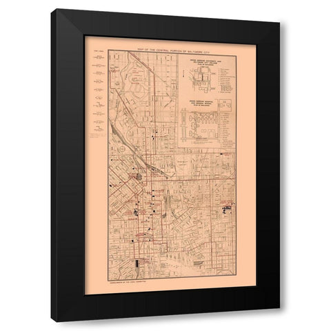 Baltimore Maryland - Horn  1910  Black Modern Wood Framed Art Print by Horn