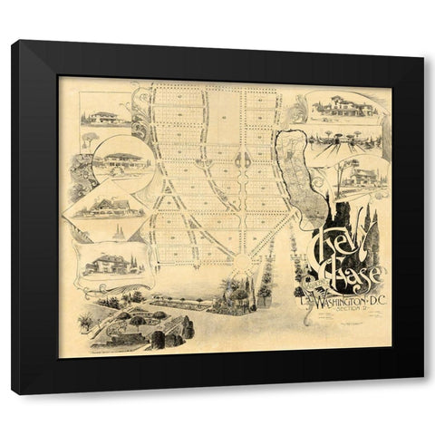 Chevy Chase Maryland - Fisher 1890  Black Modern Wood Framed Art Print by Fisher