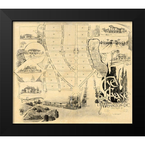Chevy Chase Maryland - Fisher 1890  Black Modern Wood Framed Art Print by Fisher