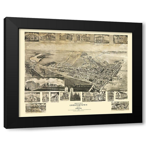 Chestertown Maryland - Fowler 1907 Black Modern Wood Framed Art Print by Fowler
