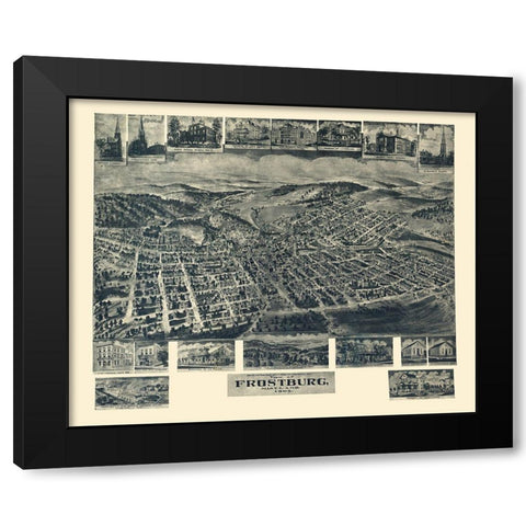 Frostburg Maryland - Fowler 1905 Black Modern Wood Framed Art Print with Double Matting by Fowler