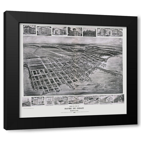 Havre De Grace Maryland - Fowler 1907 Black Modern Wood Framed Art Print by Fowler