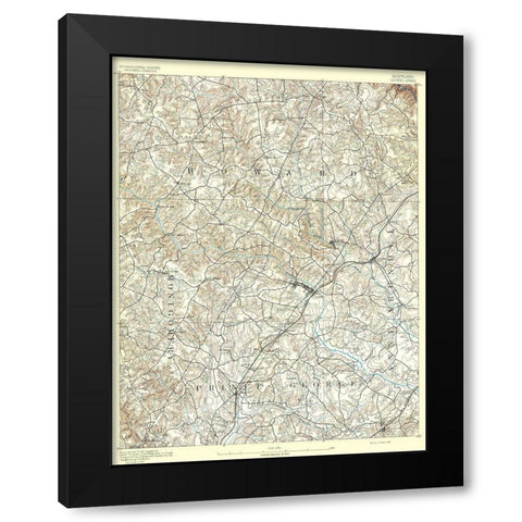 Laurel Maryland Sheet - USGS 1892 Black Modern Wood Framed Art Print by USGS