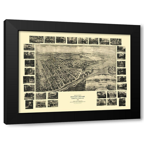 Mountain Lake Park Maryland - Fowler 1906 Black Modern Wood Framed Art Print by Fowler