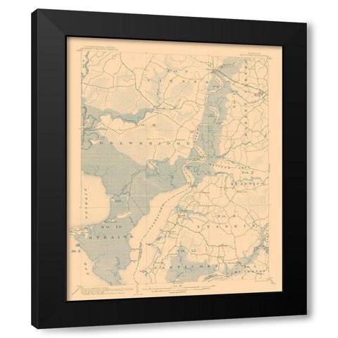 Nanticoke Maryland Quad - USGS 1903 Black Modern Wood Framed Art Print by USGS
