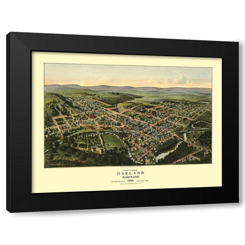 Oakland Maryland - Fowler 1906 Black Modern Wood Framed Art Print with Double Matting by Fowler