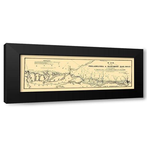 Philadelphia and Baltimore Railroad 1853 Black Modern Wood Framed Art Print with Double Matting by Trautwine