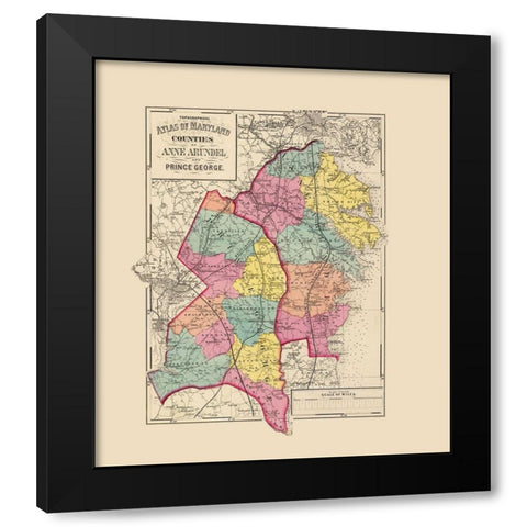 Prince George  Anne Arundel Maryland Black Modern Wood Framed Art Print with Double Matting by Martenet