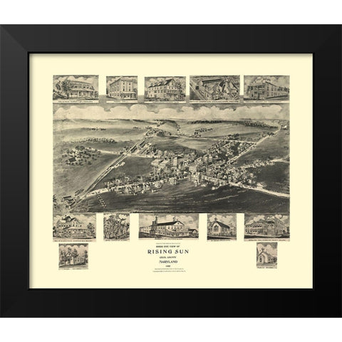 Rising Sun Maryland - Fowler 1907 Black Modern Wood Framed Art Print by Fowler