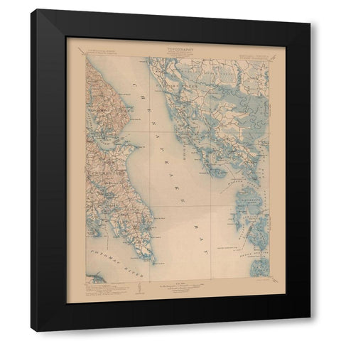 St Mary Maryland Quad - USGS 1906 Black Modern Wood Framed Art Print with Double Matting by USGS