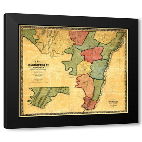 Washington Maryland Landowner - Mckee 1859 Black Modern Wood Framed Art Print by Mckee