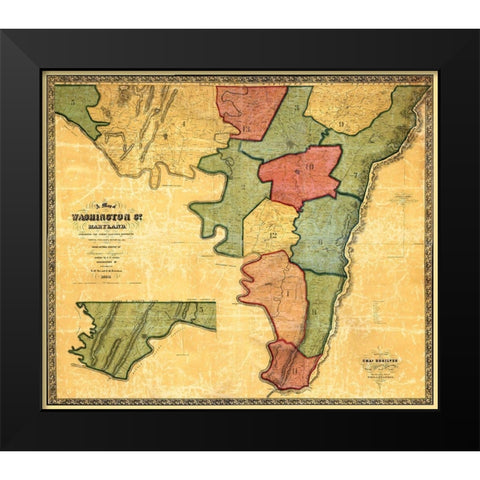 Washington Maryland Landowner - Mckee 1859 Black Modern Wood Framed Art Print by Mckee