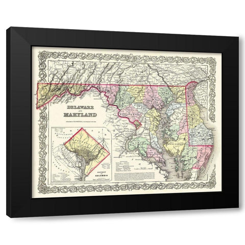 Maryland - 1855 Black Modern Wood Framed Art Print by Colton