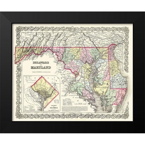 Maryland - 1855 Black Modern Wood Framed Art Print by Colton