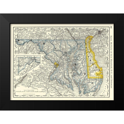 Maryland - Rand McNally 1879 Black Modern Wood Framed Art Print by Rand McNally