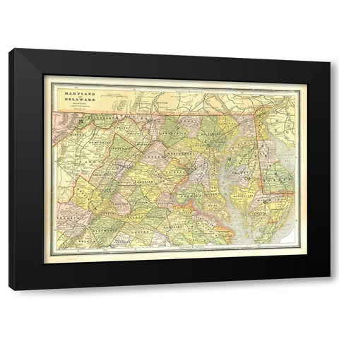 Maryland, Delaware - Cram 1886 Black Modern Wood Framed Art Print by Cram