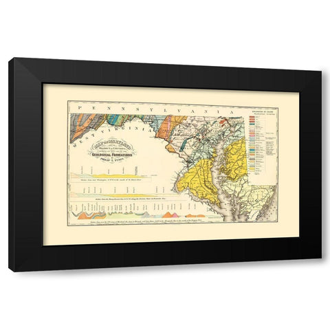 Maryland Maryland Geological - Tyson 1873 Black Modern Wood Framed Art Print by Tyson