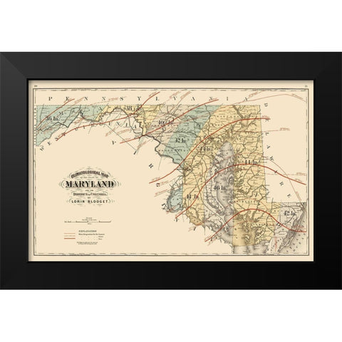Maryland - Blodget 1873 Black Modern Wood Framed Art Print by Blodget
