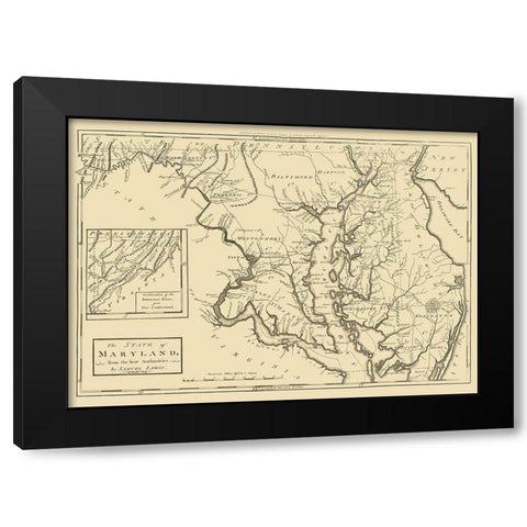 Maryland - Lewis 1795 Black Modern Wood Framed Art Print by Lewis