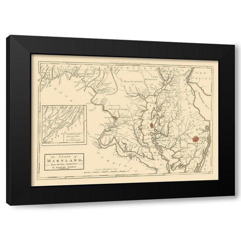 Maryland - Lewis 1796 Black Modern Wood Framed Art Print with Double Matting by Lewis