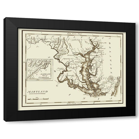 Maryland - Lewis 1797 Black Modern Wood Framed Art Print with Double Matting by Lewis