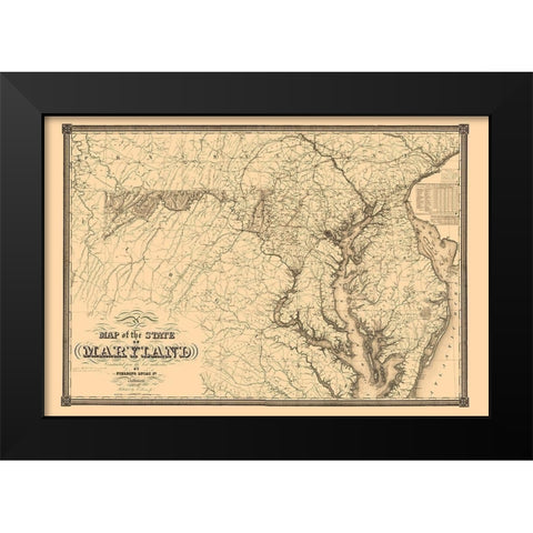 Maryland - Lucas 1841 Black Modern Wood Framed Art Print by Lucas