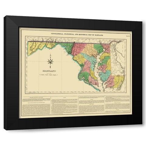 Maryland, Delaware, Pennsylvania, Virginia Black Modern Wood Framed Art Print with Double Matting by Carey