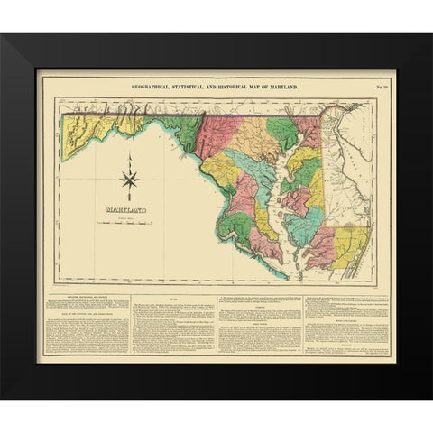 Maryland, Delaware, Pennsylvania, Virginia Black Modern Wood Framed Art Print by Carey